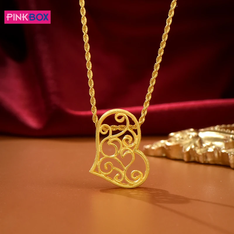 PINKBOX/娉饰珠宝999足金吊坠镂空心形女款 香港专柜同款不含项链