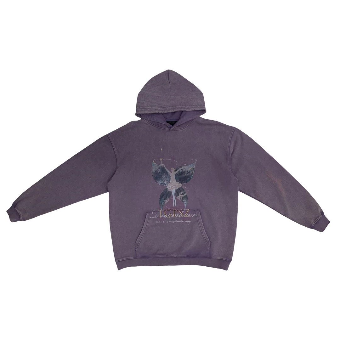 TGPSZTHEGODPARTICLE巴黎梦精灵复古印花卫衣连帽宽松乌兰托娅