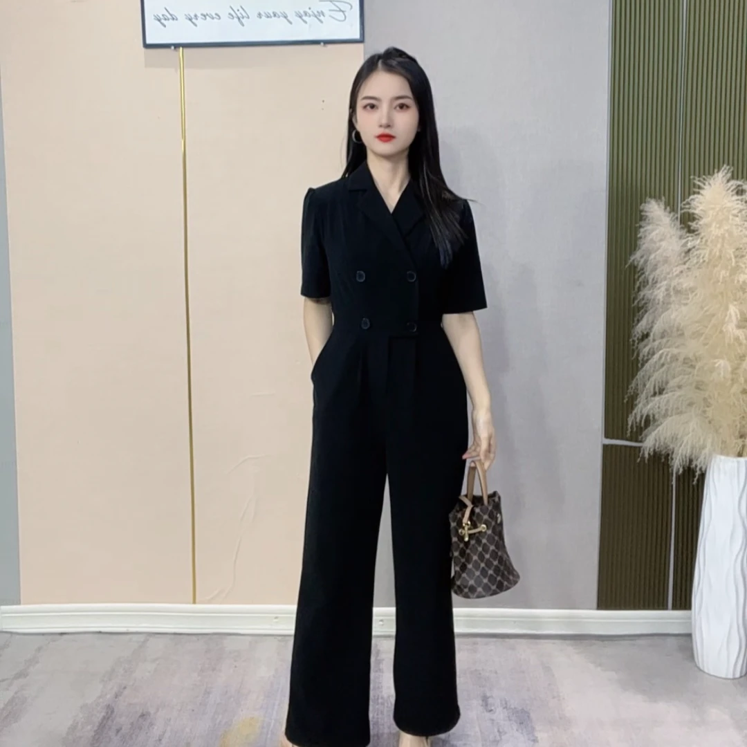 小个子高级感西装短袖连体裤女收腰显瘦休闲连体衣裤