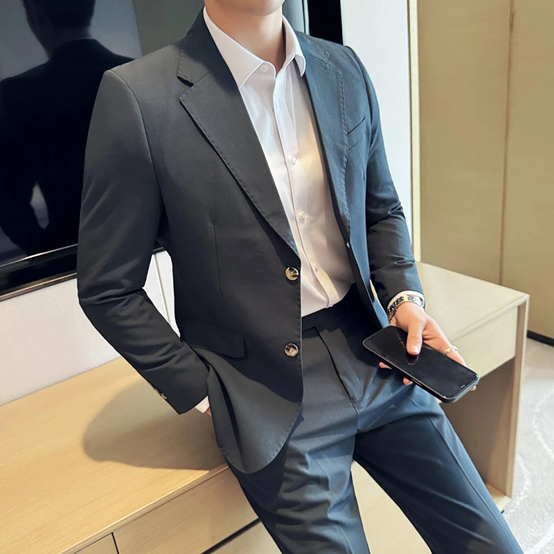 九叔早秋潮流薄款西服套装男士职业休闲百搭时尚痞帅轻熟韩版修身