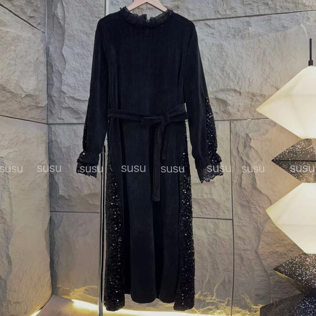 （288/110）高品质秋冬季新品亮闪闪柔软细腻长袖保暖连衣裙