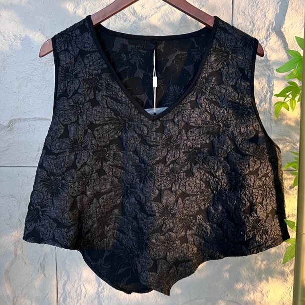 1205新中式国风国潮黑色浮雕提花马甲