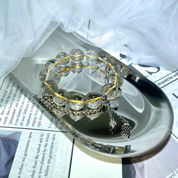 XQSJ《泼天富贵》原创设计纯天然金发晶14mm  小众轻奢招财水晶手串