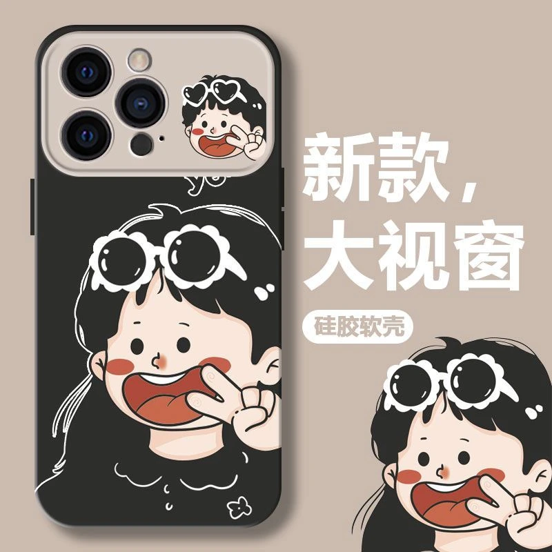 情侣苹果硅胶手机壳OPPO/小米/荣耀/华为/VIVO墨镜男女孩趣味全包