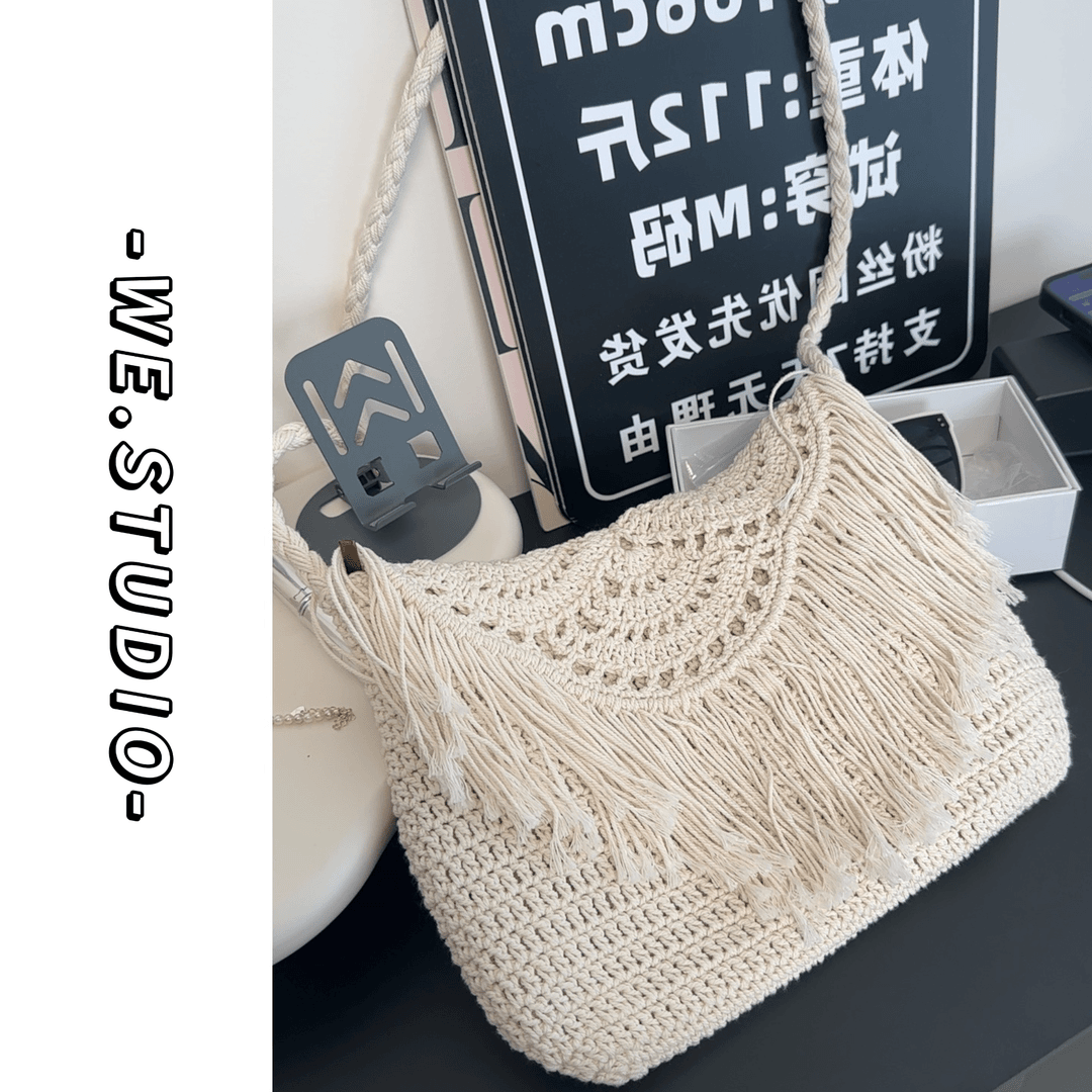 【WE】草包ins手工编织单肩斜挎包！NO退NO换！