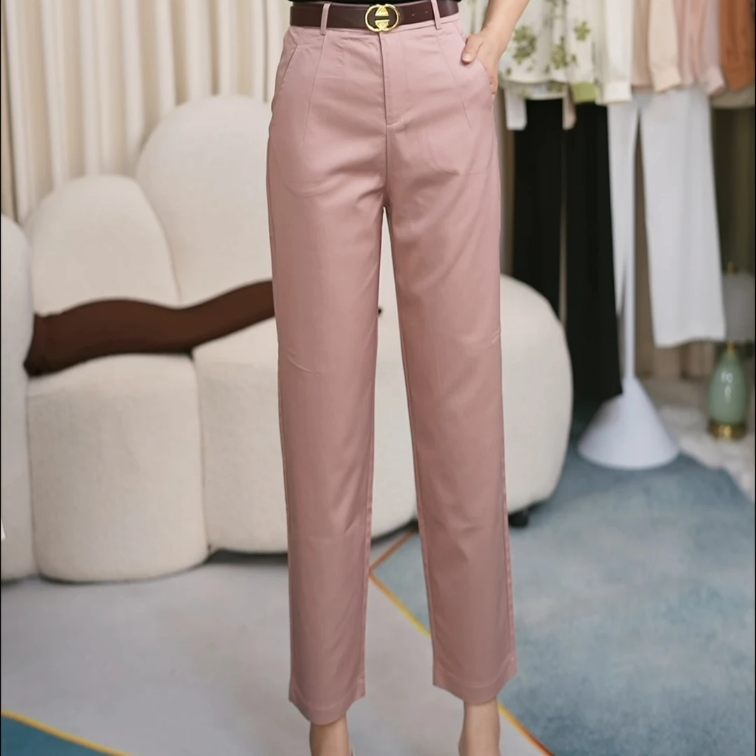 高级感九分高腰西装裤显瘦时尚窄版休闲裤轻薄透气宽松镰刀裤弯刀