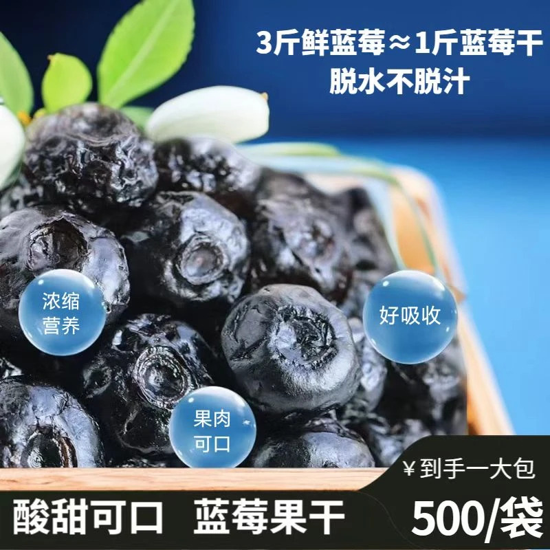 优质蓝莓干果干配料干净酸甜开胃零食果粒30小袋左右500g
