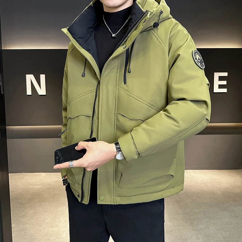 羽绒服男士工装连帽冲锋衣男季2024新款潮流休闲百搭加厚保暖外w