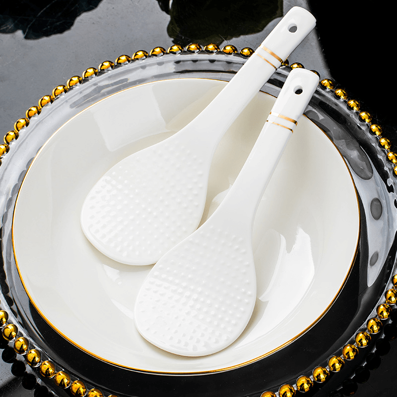 金镶玉饭铲2个装景德镇家用陶瓷餐具网红盛饭米饭勺