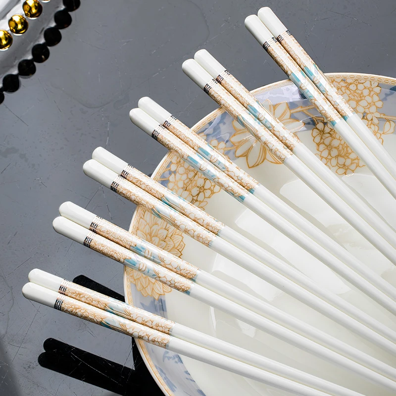 【景德镇原版正品】时光漫步陶瓷筷10双+饭铲1个家用餐具防滑防霉