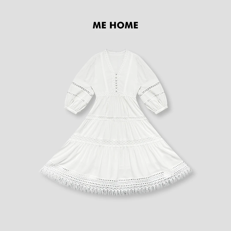 ME【白浅(短款）】春夏时尚通勤休闲显瘦气质连衣裙女MEQS1625