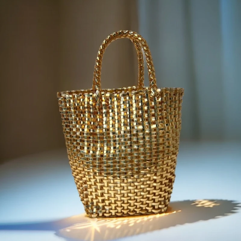 RESNITCA包包女款爆款2025新款百搭时尚休闲小众简约金色手提高奢