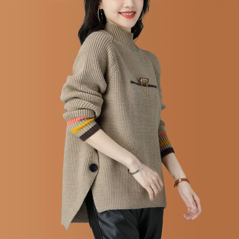 MSL8446今年爆款加厚毛衣女士秋冬新款时尚半高领冬季洋气打底衫