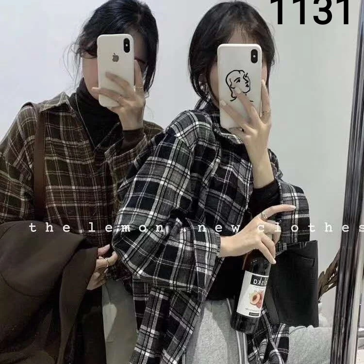 超百搭宽松格子衬衫百搭显瘦休闲ins风 学生时尚不挑身材网红款