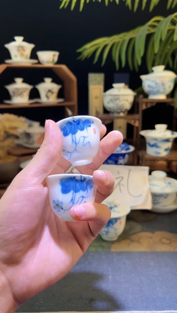 【闪购商品】羊脂玉 铃铛杯2个  牵牛花