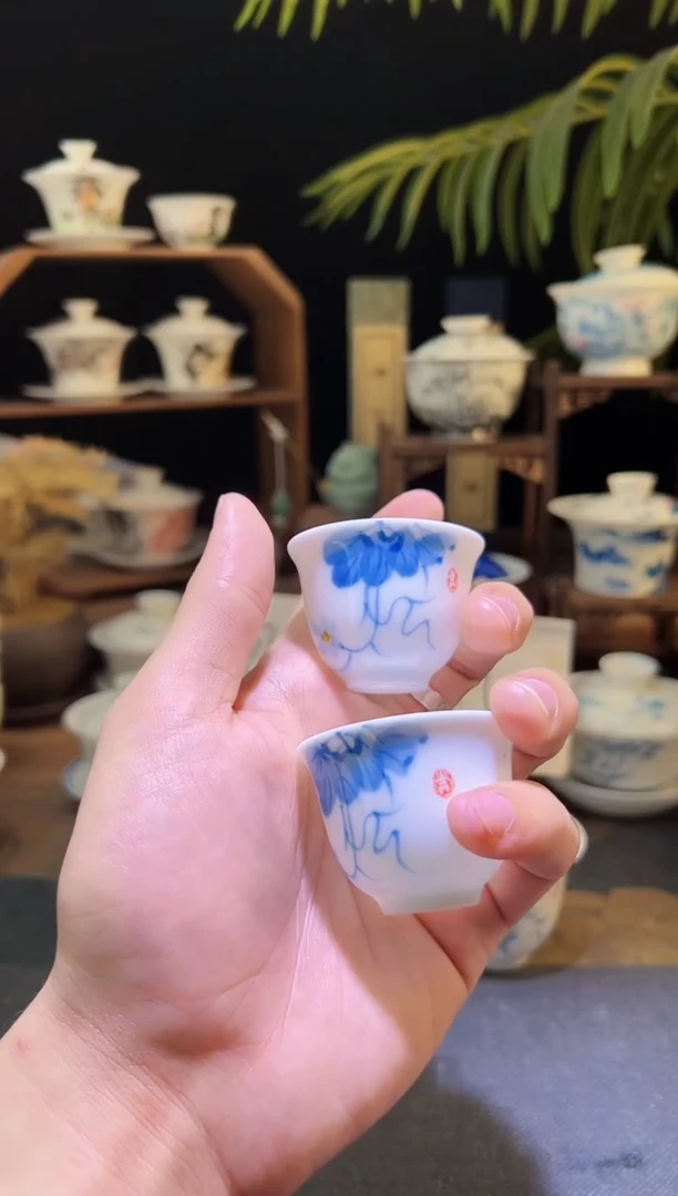 【闪购商品】羊脂玉 铃铛杯 2个 牵牛花