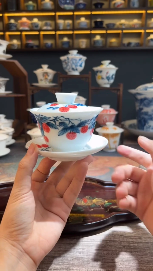 【闪购商品】手绘荔枝三才盖碗