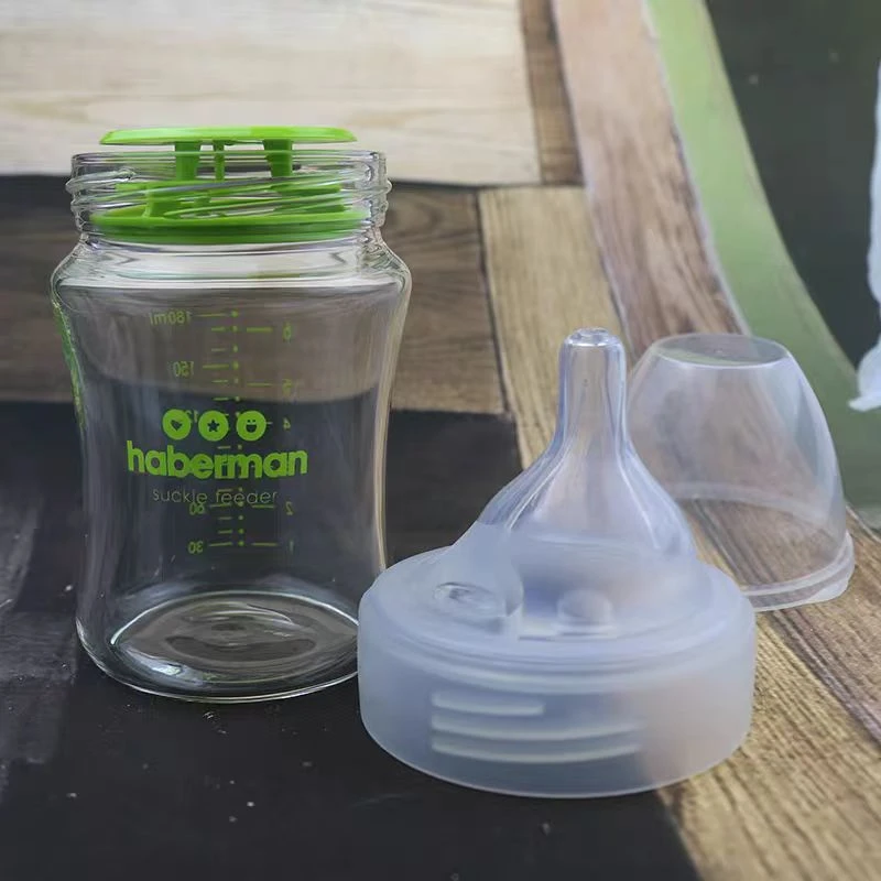 哈伯曼新生儿防胀气吮吸玻璃奶瓶英国品牌haberman婴儿大宽口奶嘴
