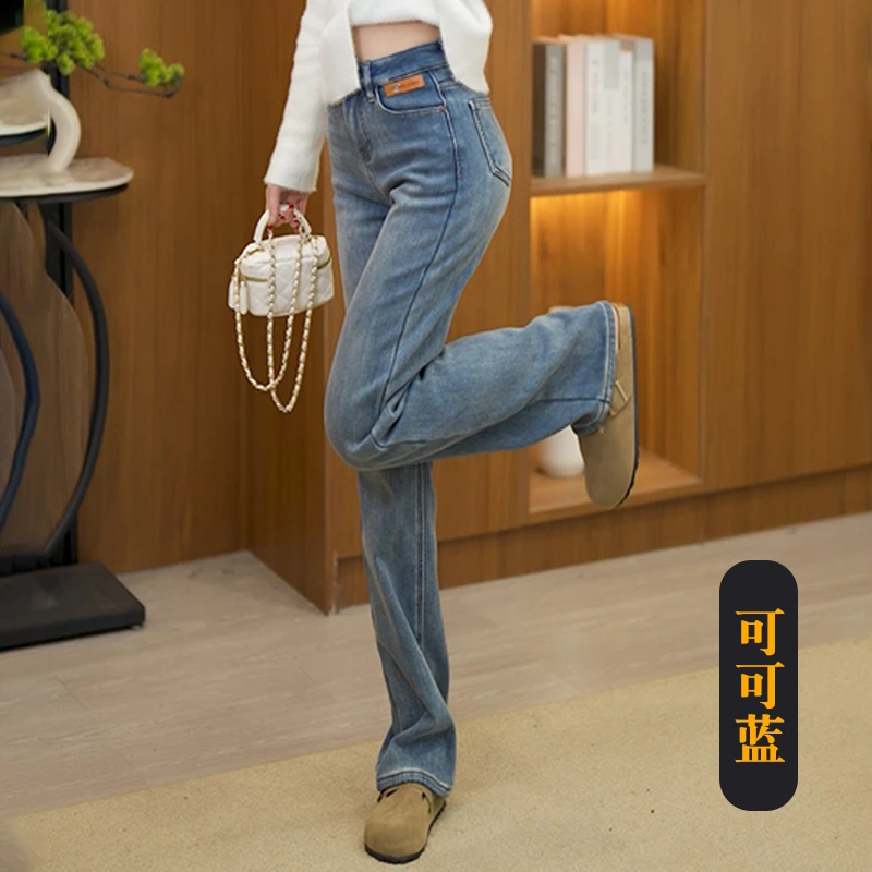 修身牛仔裤蓝灰显瘦高腰时尚休闲百搭柔软舒适弹力户外外穿直筒裤