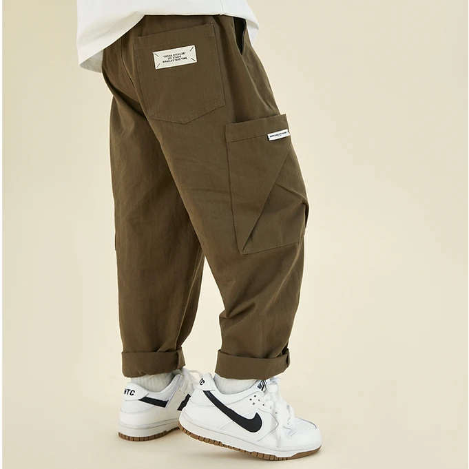 多多家9174【100棉.工装裤】中大童男童微萝卜裤大口袋宽松休闲裤