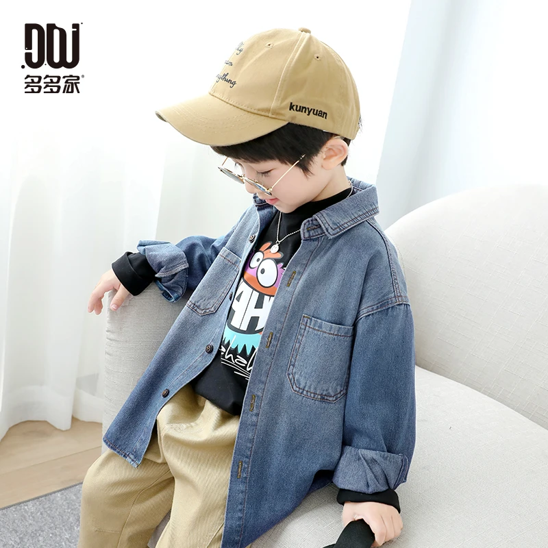 多多家6258 【有170.渐变牛仔】春秋不掉色儿童百搭水洗牛仔衣衬衫