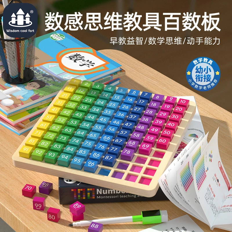 儿童启蒙认知逻辑思维训练PANTONE色系百数板加减法算数棒幼儿园