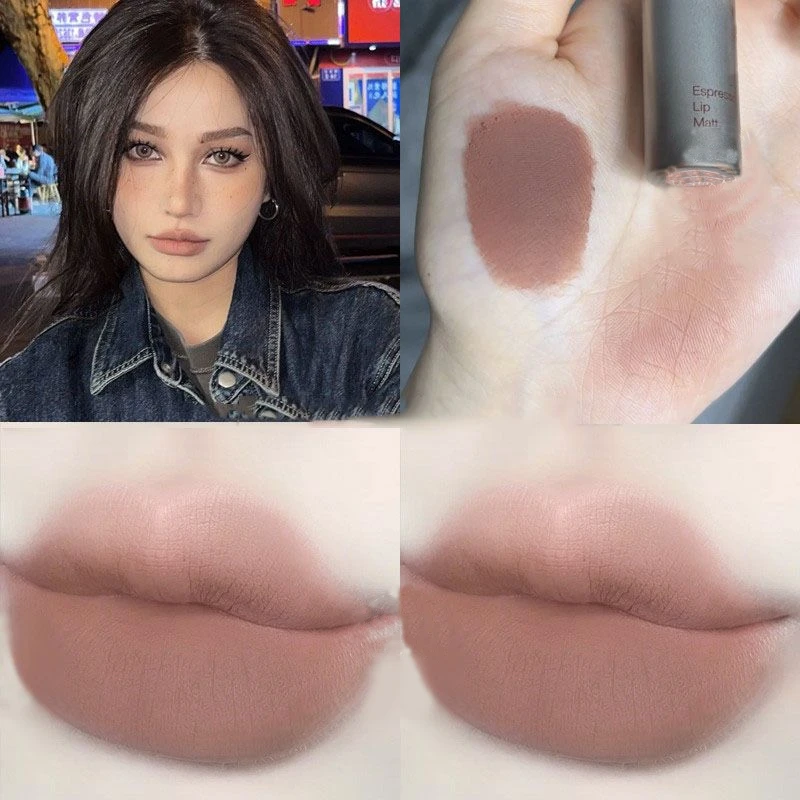 肉桂奶茶色口红裸色系意式浓缩欧美妆吃土色唇釉口棕显白颜值温柔