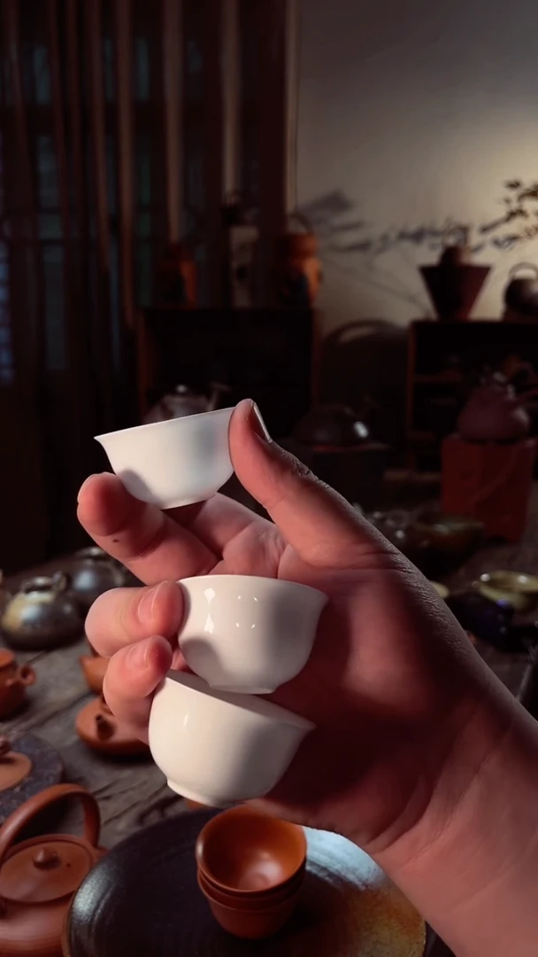 【闪购商品】壶潮州薄胎骨瓷玉兰若生杯3个