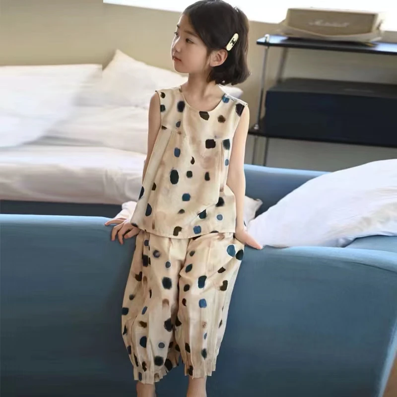 女童套装夏季新款2024年洋气时尚薄款女孩夏装无袖两件套