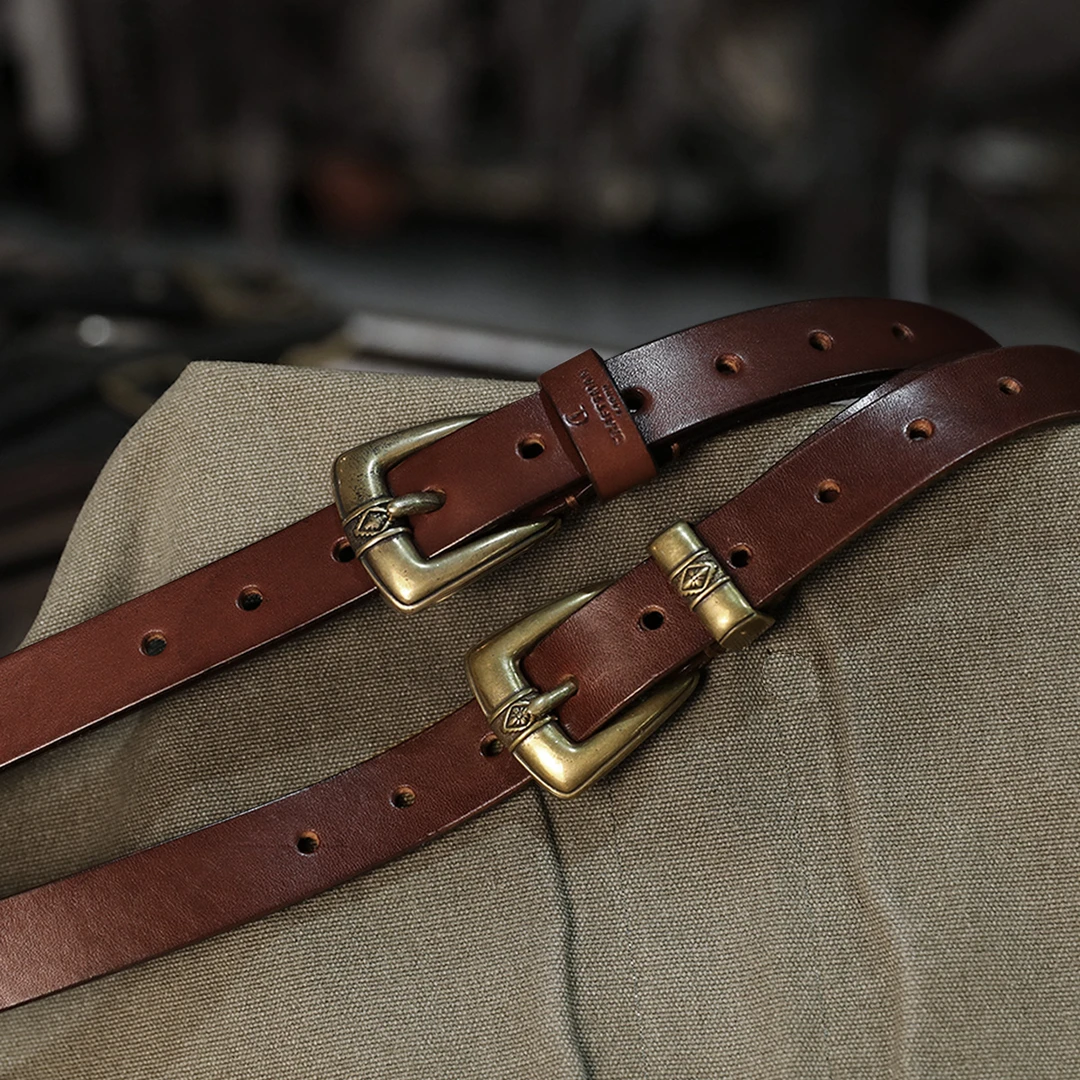 工匠老奴（女款）黄铜针扣+头层牛皮手工皮带腰带真皮复古礼物休闲