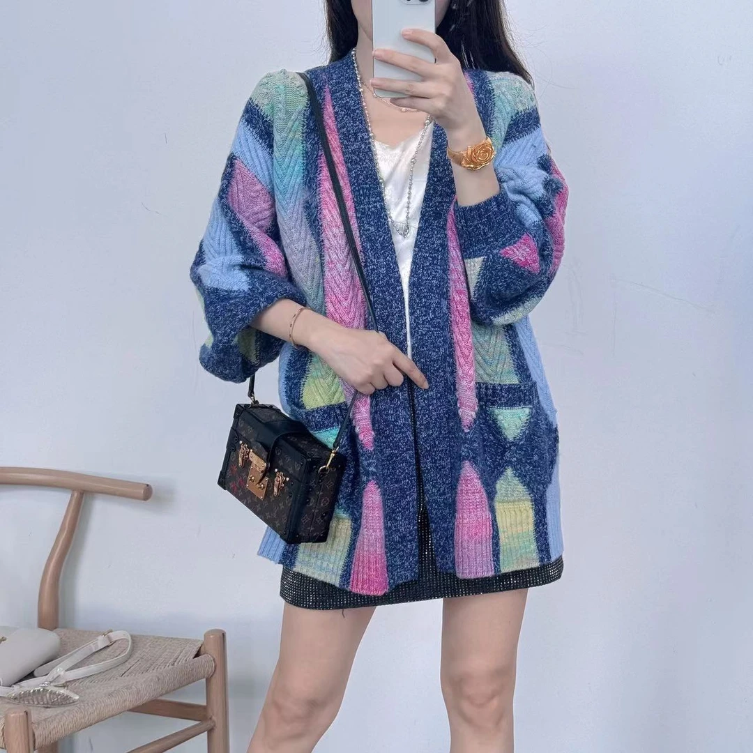 【卡诗米羊绒】24346潮牌时尚女款针织宽松慵懒风上衣