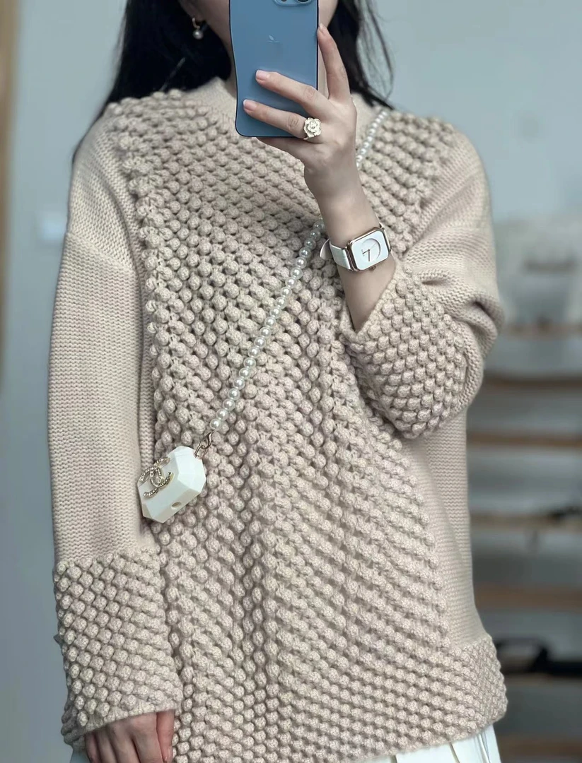 时尚百搭潮流秋冬女款100羊绒上衣A7