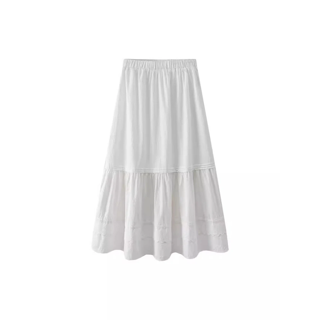 蛋糕长裙24年夏季新款仙气飘飘半身裙白色半身长裙子CWGFE145381