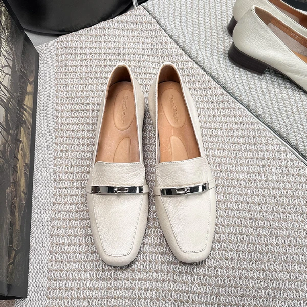 半坊手工女鞋|34-40|2.8cm|春秋复古风百搭方头低粗跟乐福鞋单鞋