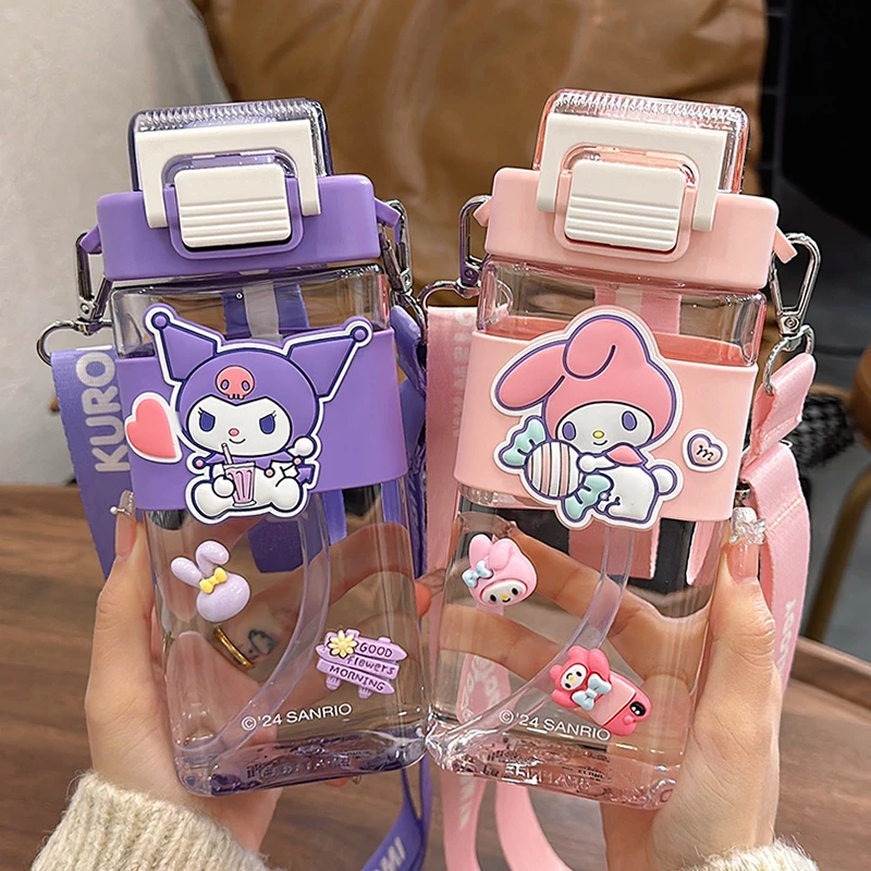 方形儿童水杯女上学专用夏季高颜值三丽鸥库洛米吸管杯子2024新款