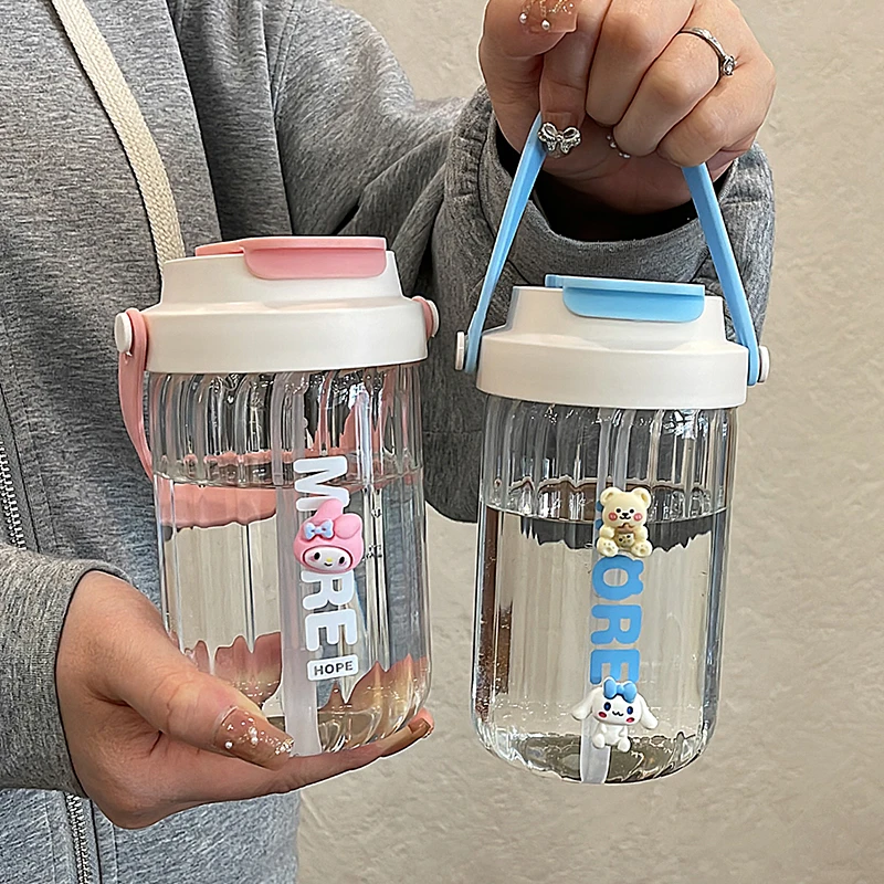 玻璃杯女生耐高温防爆吸管水杯便携办公室双饮咖啡杯学生情侣杯子