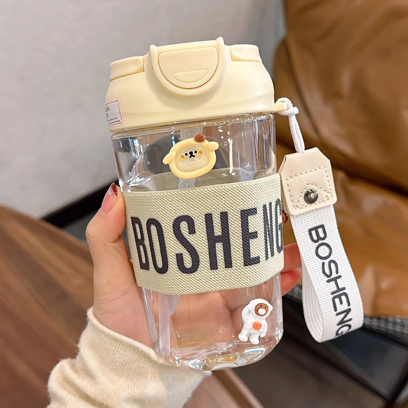 防摔女生夏季高颜值咖啡杯便携式随行吸管杯办公室双饮杯2024新款