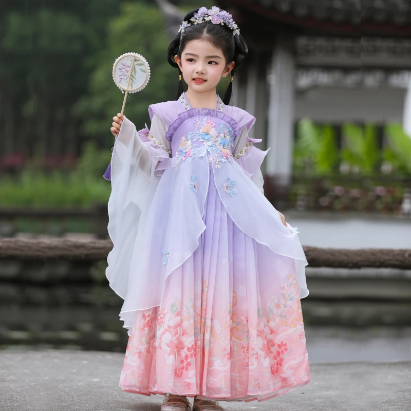【花语】女童汉服夏季小女孩连衣裙2025新款夏装儿童古装中国风唐装
