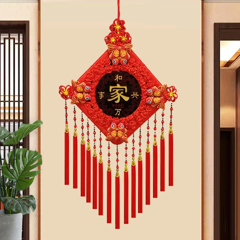 X【特大号-满花】民族风中国结挂件客厅玄关装饰尺寸宽62高136 M40F