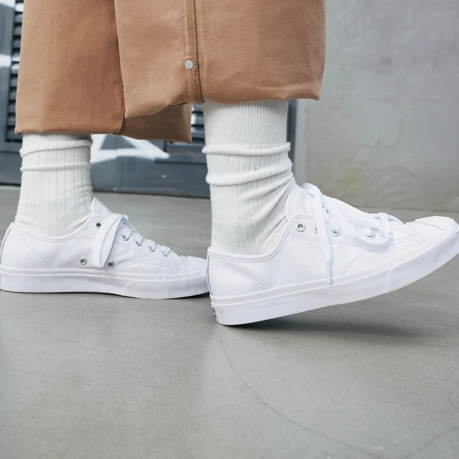 CONVERSE匡威官方 Jack Purcell 开口笑 低帮牛皮革板鞋 164225C