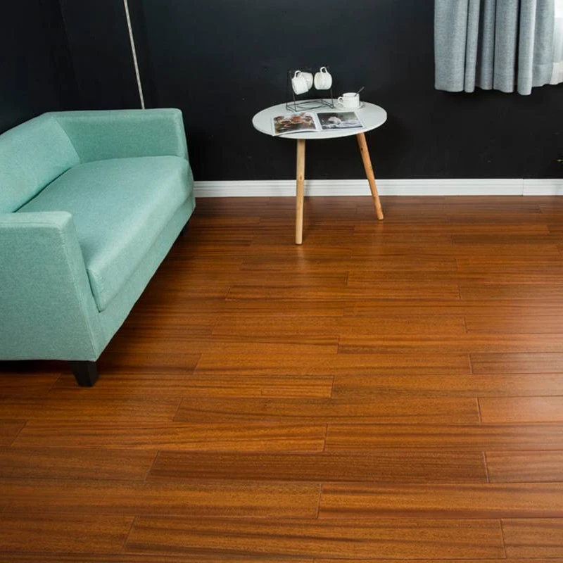 尾122纯实木地板纽墩豆非洲柚木原木纹柚木色平扣木地板厂家批发