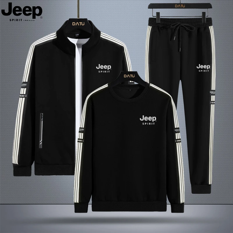 JEEPSPIRIT秋季新款时尚潮流休闲圆领长袖套装立领外套套装998