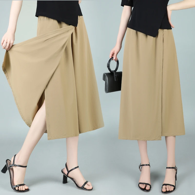 高腰百搭显瘦半身裙裤女2024夏季新款宽松阔腿裤子时尚洋气裙裤