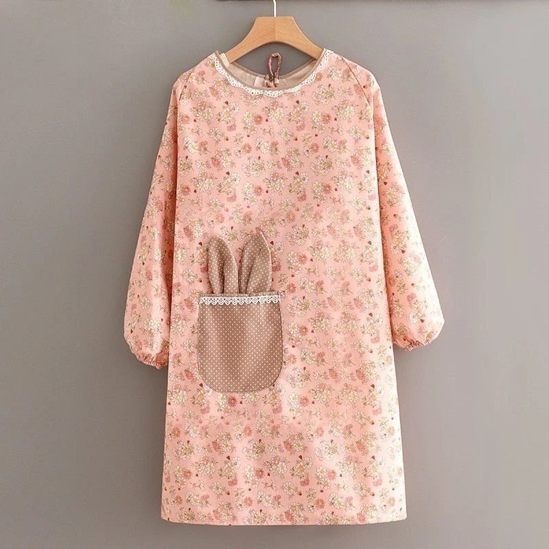 2023新款升级棉布可爱耐磨上班工作餐饮专用罩衣长袖厨房做饭围裙