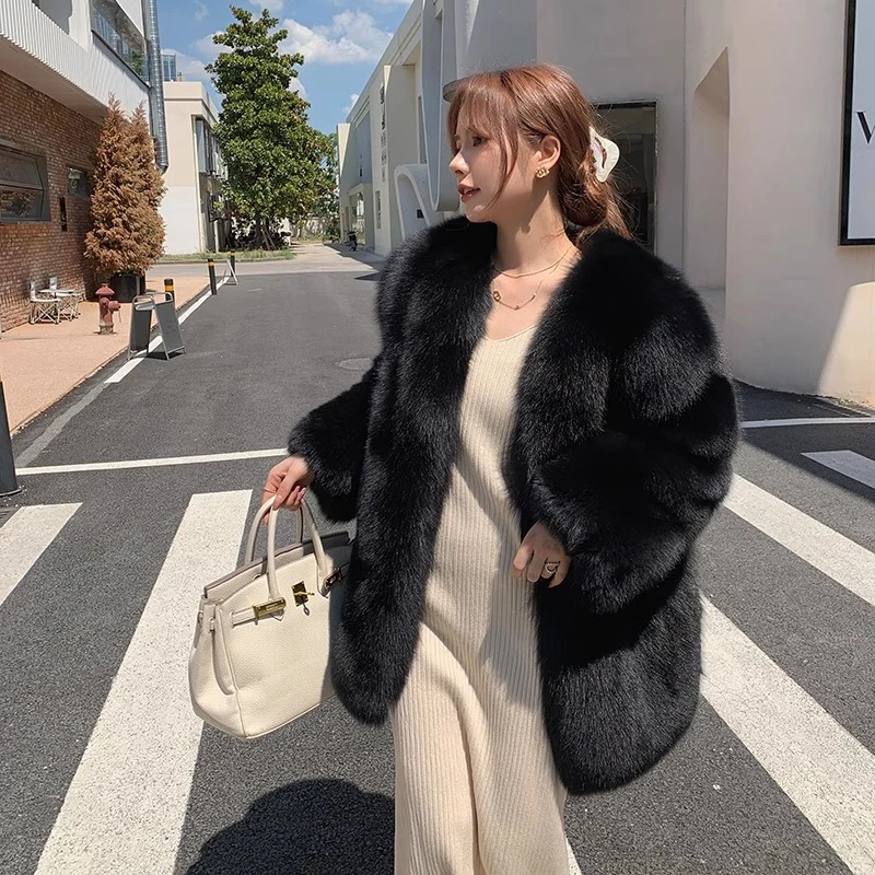 2025秋冬新款芬兰进口整皮狐狸毛皮草外套女中长款海宁大衣年轻