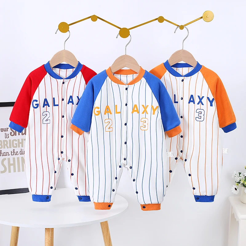 【现货120克棉服】婴幼儿秋冬季纯棉棉衣连体哈衣宝宝棒球服哈衣