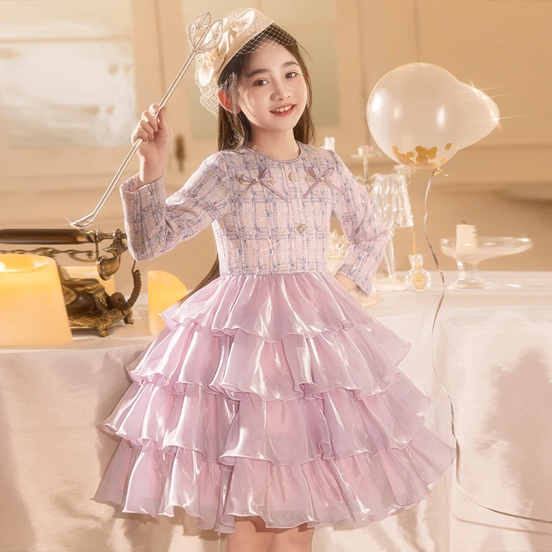 女童洋气公主裙秋冬新款儿童高级感小香风蓬蓬连衣裙生日礼服裙