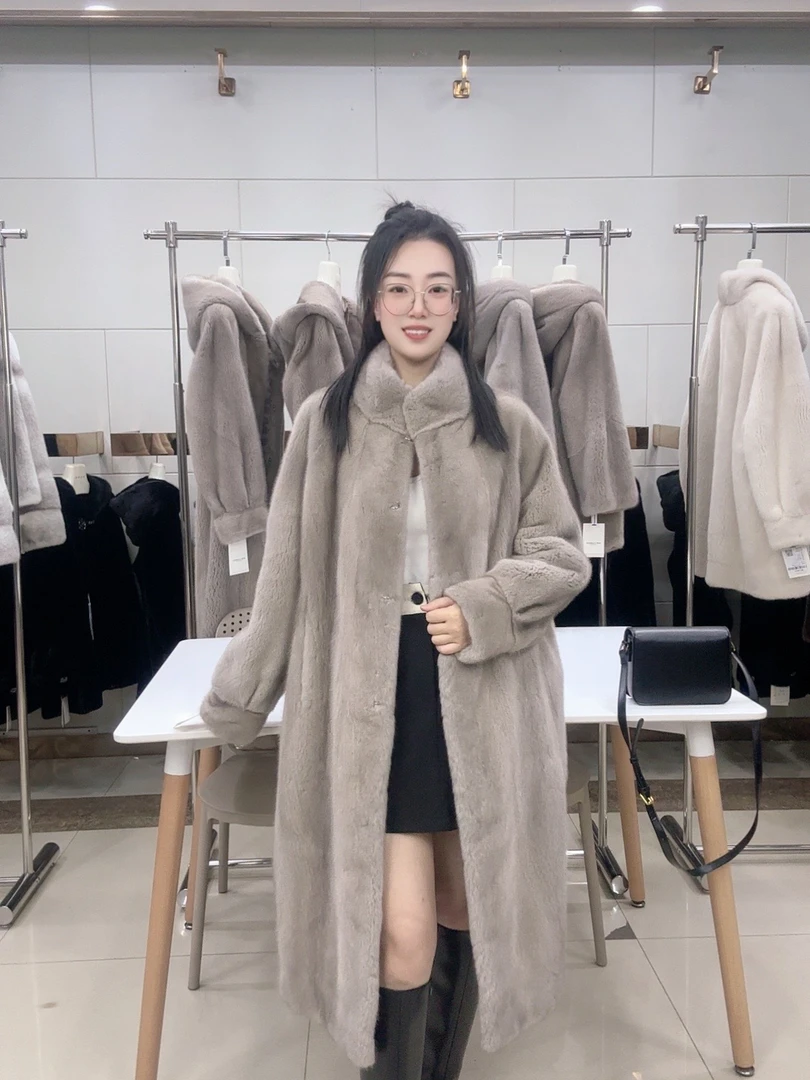 27进口貂皮大衣女翻领整貂裘皮整时尚方领大版外套天鹅绒水貂百搭