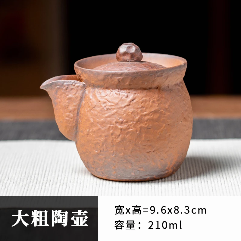 复古家用陶瓷大容量纯手工全手工粗陶锤纹中式/钻石手抓壶粗陶壶
