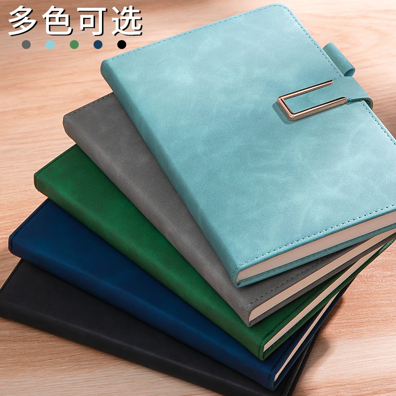 磁扣皮面笔记本子商务办公A6记事本简约大学生日记本A5工作笔记本
